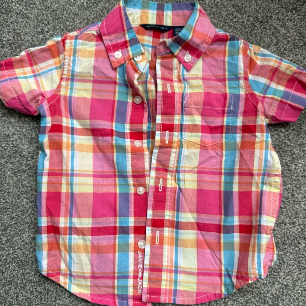 Janie and Jack Multicolor Plaid Button Down Shirt